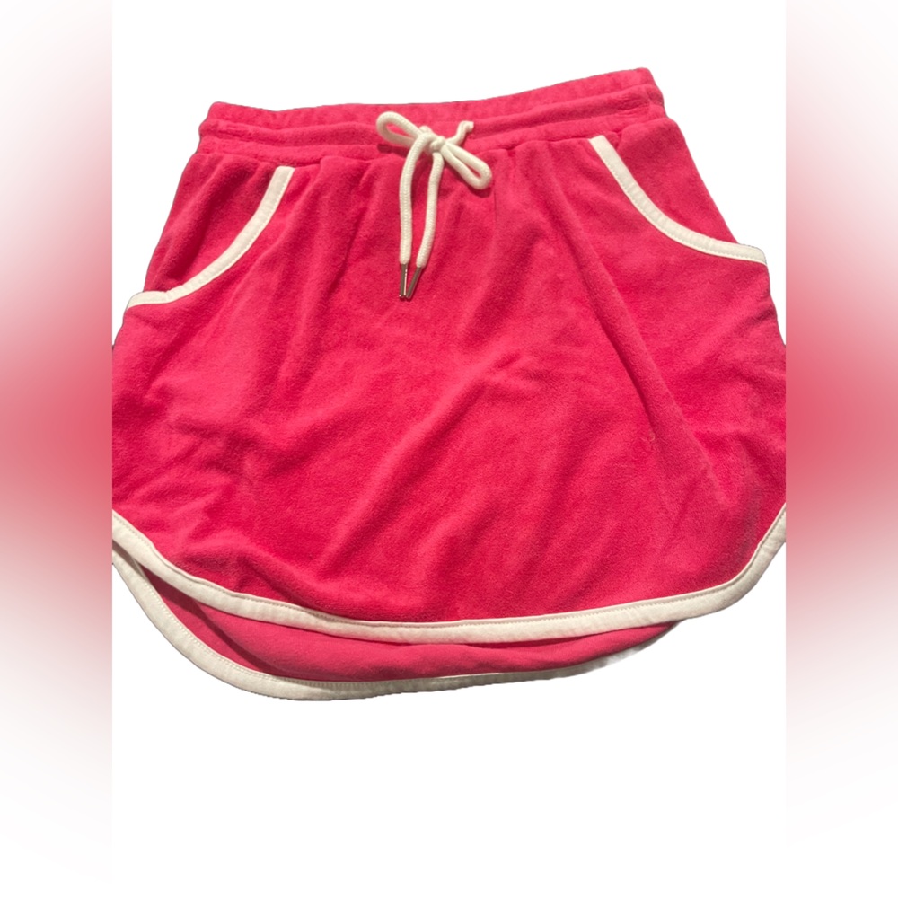 NoBo NWT size XS women’s Pink Terry Cloth Skirt ,White Trim measurements in pics